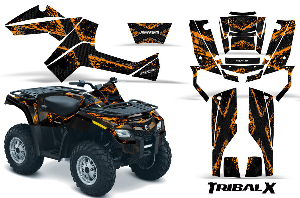 Can-Am Outlander 800 Graphics Kit Bolt TribalX Orange Black